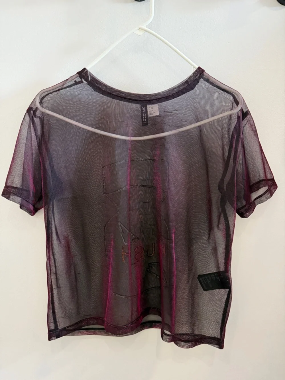 H&M Mesh shirt with Hand Beaded Rush Design Size XS - Picture 1 of 3